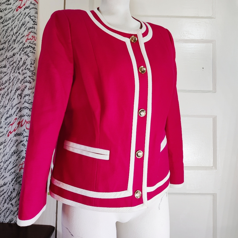 Pendleton Blazer Jacket in Hot Pink Cotton 12
